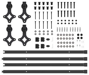 Kit de ferragens para porta deslizante 213,5 cm aço preto