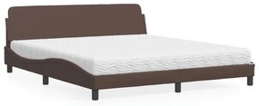 Cama com colchão 180x200 cm couro artificial castanho