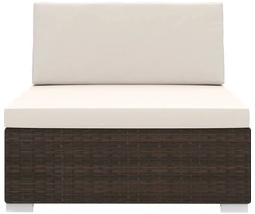 Assento de centro seccional c/ almofadões 1 pc vime PE castanho