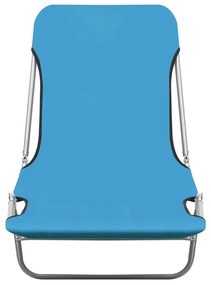 Espreguiçadeiras dobráveis 2 pcs aço e tecido azul