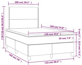 Cama boxspring com colchão 120x190 cm tecido azul
