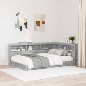 Cama com Estante Cinza Sonoma 120x200 cm Madeira Engenharia