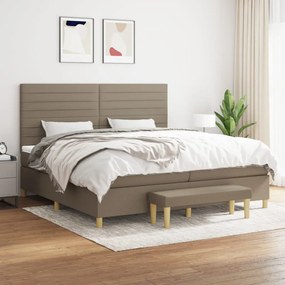 vidaXL Cama com molas/colchão 200x200 cm tecido castanho-acinzentado