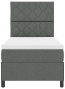 Cama Box Spring com Colchão &amp; Luz LED Cinza Escura 90x200 cm Tecido