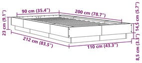 Estrutura de cama 90x200cm derivados de madeira carvalho sonoma