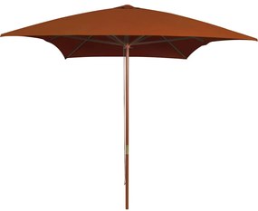 Guarda-sol de jardim c/ poste de madeira 200x300 cm terracotta