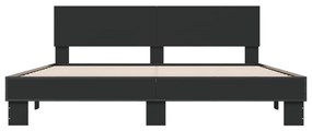 Estrutura de cama 200x200 cm derivados de madeira/metal preto