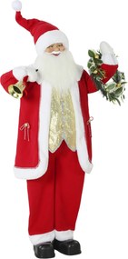 HOMCOM Papai Noel Cantor, 150 cm, figura animada de Natal em pé com sino e guirlanda, ativada por som/toque | Aosom Portugal