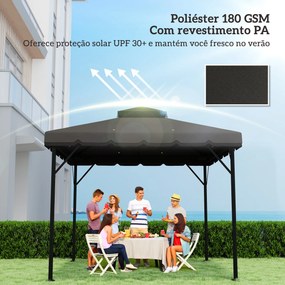 Toldo de Substituição 3x3 m com Teto Duplo Orifícios de Drenagem e UPF 30+ Apenas Toldo NÃO Inclui Estrutura Cinzento Claro