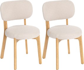 HOMCOM Conjunto com 2 Cadeiras de Jantar Cadeiras de Cozinha Estofadas Pés em Madeira de Hevea 46,5x52x80 cm Creme | Aosom Portugal
