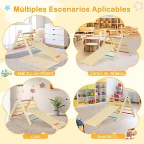 Conjunto de 3 em 1 Escalada para Bebés dobrável e ajustável em altura para parque infantil com rampa de escalada deslizante triangular Multicolor