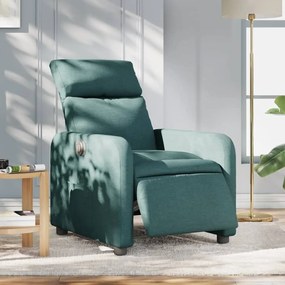 vidaXL Poltrona elétrica reclinável tecido verde-escuro