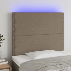 Cabeceira cama c/ LED tecido 90x5x118/128 cm cinza-acastanhado