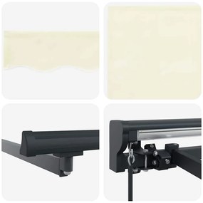 Toldo Retrátil Manual Creme 400x300 cm Poliéster e Alumínio