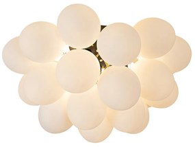 Candeeiro de teto Art Deco preto com vidro opalino 6 luzes - Uvas