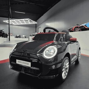 Carro elétrico para crianças Mini Cooper S 12V Pneus EVA, Assento de couro sintético Preto metálico
