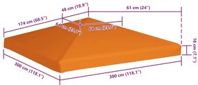 Cobertura de gazebo 310 g/m² 3x3 m laranja