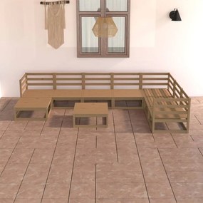 8 pcs conjunto lounge de jardim pinho sólido castanho mel