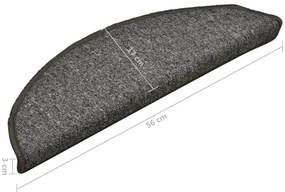 Tapete/carpete para degraus 15 pcs 56x17x3 cm cinza-escuro