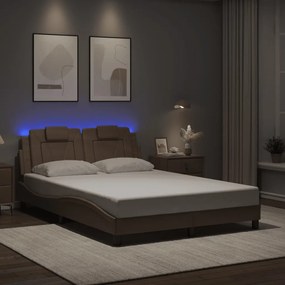 vidaXL Estrutura cama c/ luzes LED 120x200 couro artificial cappuccino