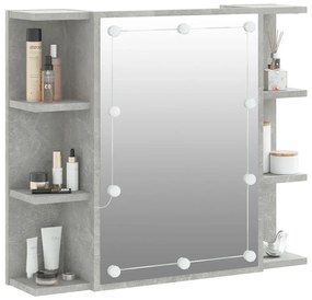 Armário espelhado com LED 70x16,5x60 cm cinzento cimento