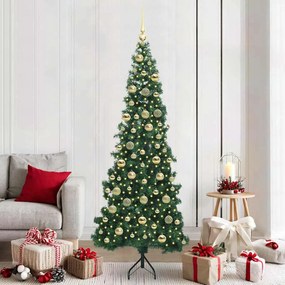vidaXL Árvore de Natal artificial de canto Verde 210 cm PVC e Metal