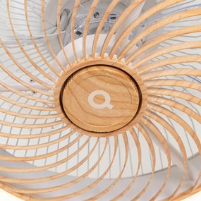 Ventilador de teto em madeira com LED e controle remoto - Clima Design,Rústico