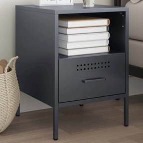 vidaXL Mesa de cabeceira 36x39x50,5 cm aço antracite