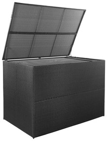Caixa de arrumação para jardim 150x100x100 cm vime PE preto