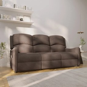 vidaXL Poltrona massagens reclinável 3 lug. tecido cinza-acastanhado