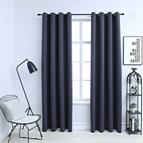 134419 vidaXL Cortinas blackout c/ argolas em metal 2 pcs 140x225cm antracite