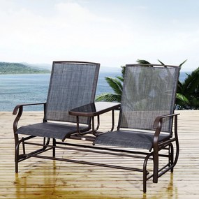Outsunny Cadeira de Balanço 2 lugares para jardim ou pátio em tecido de metal e textilene para exterior 148x81x100 cm
