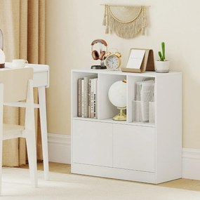 Estante de 3 cubos 70 x 30 x 70 cm com portas de 3 níveis com compartimentos abertos e armário organizador de armazenamento branco
