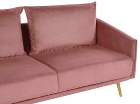 Sofá 3 lugares em veludo rosa MAURA Beliani