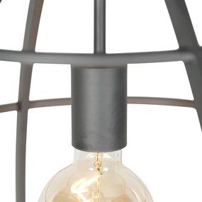 LED Candeeiro suspenso inteligente cinza escuro com madeira 47 cm incl. Industrial