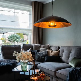 Candeeiro de suspensão vintage preto com dourado 60 cm - Emilienne