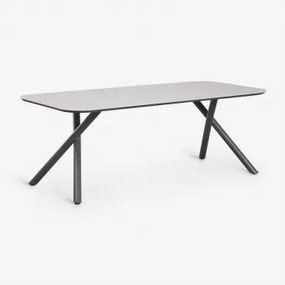 Mesa De Jantar Retangular 200x95 Cm Em Alumínio Brinela Cinza Grafito - Sklum