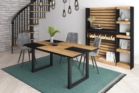 Mesa de sala de jantar | 8 pessoas | 170 | Robusto e estável graças à sua estrutura e pernas sólidas | Ideal para reuniões familiares | Oak e Black |