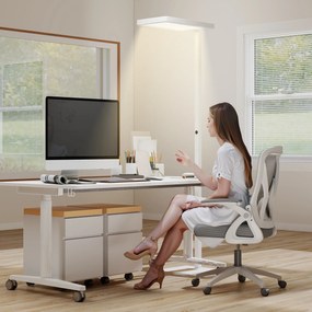 Candeeiro de pé para sala de estar com LED regulável, espectro completo, para cuidados com os olhos, com comando à distância, 60 x 32 x 196 cm, branco