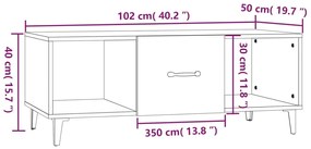 Mesa de centro 102x50x40 cm madeira processada branco