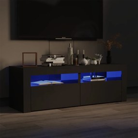 vidaXL Móvel de TV com luzes LED 120x35x40 cm cinzento brilhante