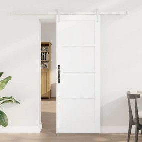 Porta Deslizante vidaXL com Conjunto de Hardware Branca 73.5x198.5 cm Madeira Maciça Pinus