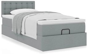 Cama otomana com colchão 100x200 cm tecido cinzento claro