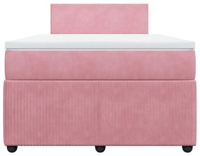 Cama boxspring com colchão 120x200 cm veludo rosa