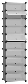 Rack de sapatos intertravado SONGMICS, organizador de armazenamento retangular, unidade de prateleira de armazenamento modular DIY de 10 slots, 40 x 30 x 17 cm para cada slot, guarda-roupa de plástico com portas, cinza LPC010G01