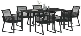 Conjunto de Jantar de Jardim de 7 Peças em Rattan Preto