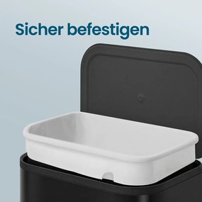 Caixote do lixo de 20 l com caixote interior 6,6 x 30 x 42,5 cm Preto