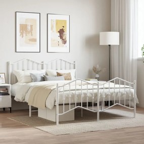 Estrutura de cama com cabeceira e pés 140x190 cm metal branco