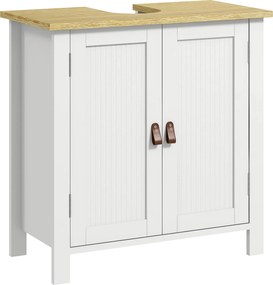 kleankin Móvel para Lavatório Pousar Móvel para Lavatório em Pé com 2 Portas e Prateleira Ajustável sem Lavatório 60x30x60 cm Branco