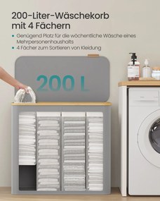 Cesto da roupa suja com tampa 78 x 38,5 x 70,5 cm cinzento